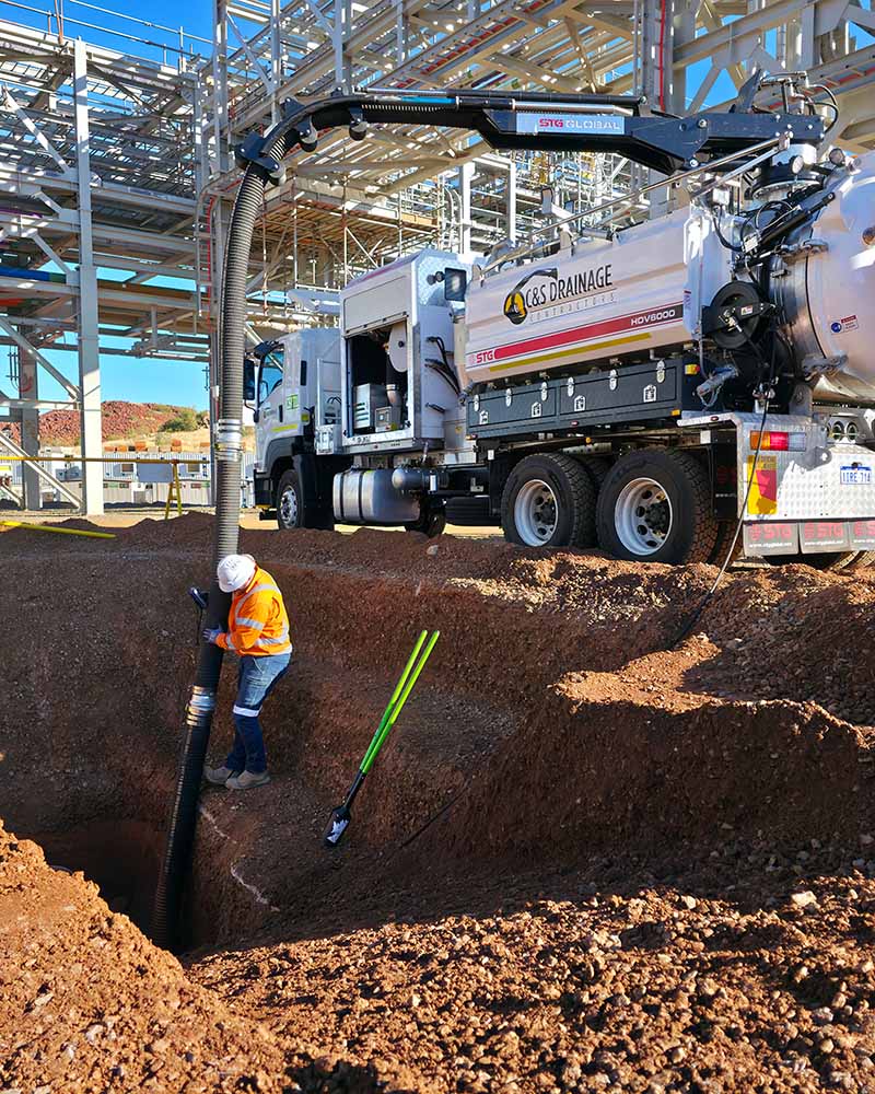 C&S Drainage hydro excavation unit exposing services